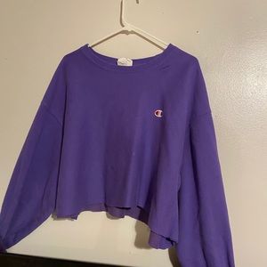 purple champion cropped crewneck